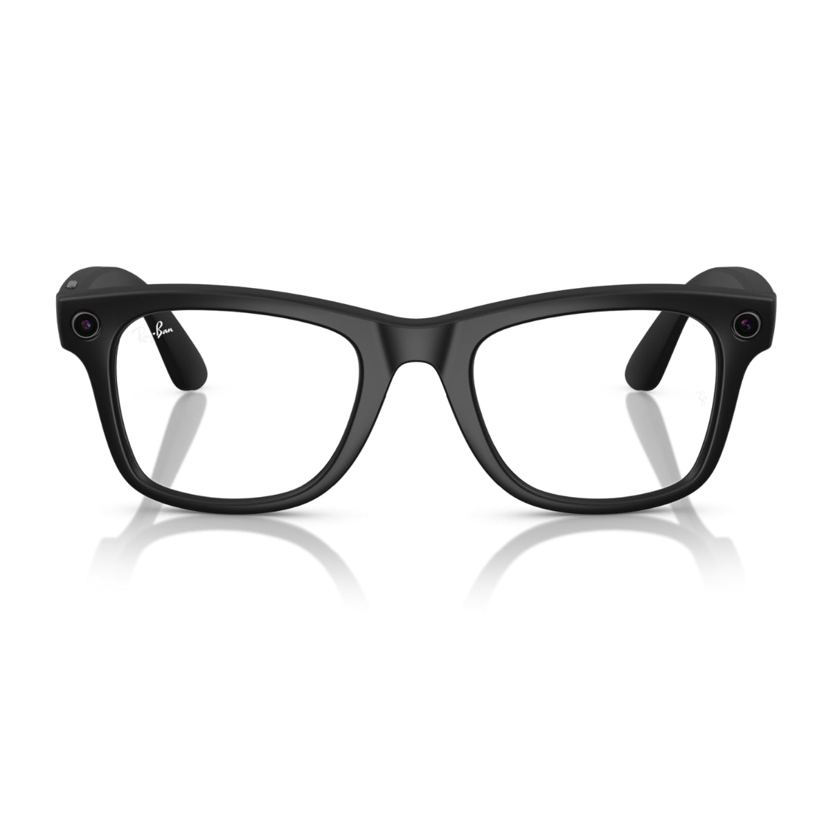 Ray-Ban RW4008 Wayfarer Sunglasses in Clear To Green Transition Lenses With Matte Black Frame, front view
