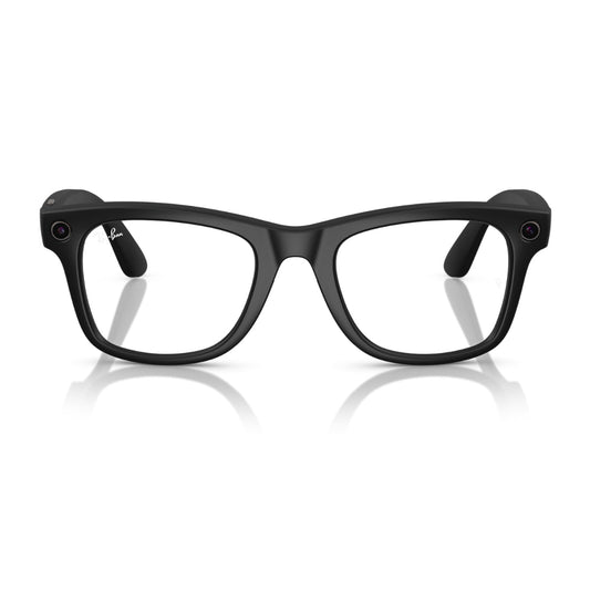 Ray-Ban RW4008 Wayfarer Sunglasses in Clear To Green Transition Lenses With Matte Black Frame, front view