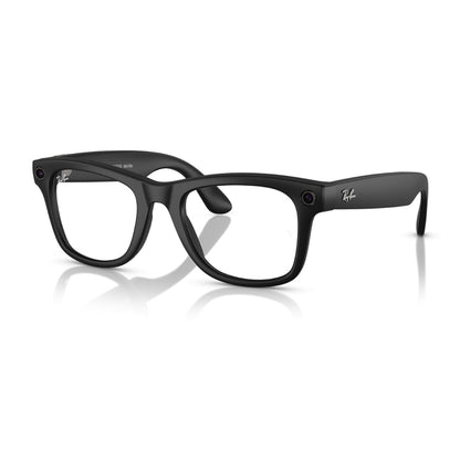 Ray-Ban RW4008 Wayfarer Sunglasses in Clear To Green Transition Lenses With Matte Black Frame, angle view
