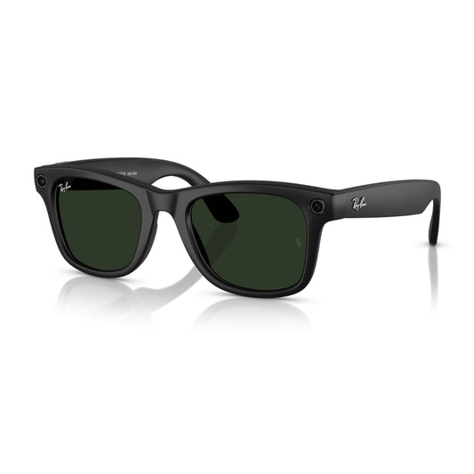 Ray-Ban RW4008 Wayfarer Sunglasses in Clear To Green Transition Lenses With Matte Black Frame, back view