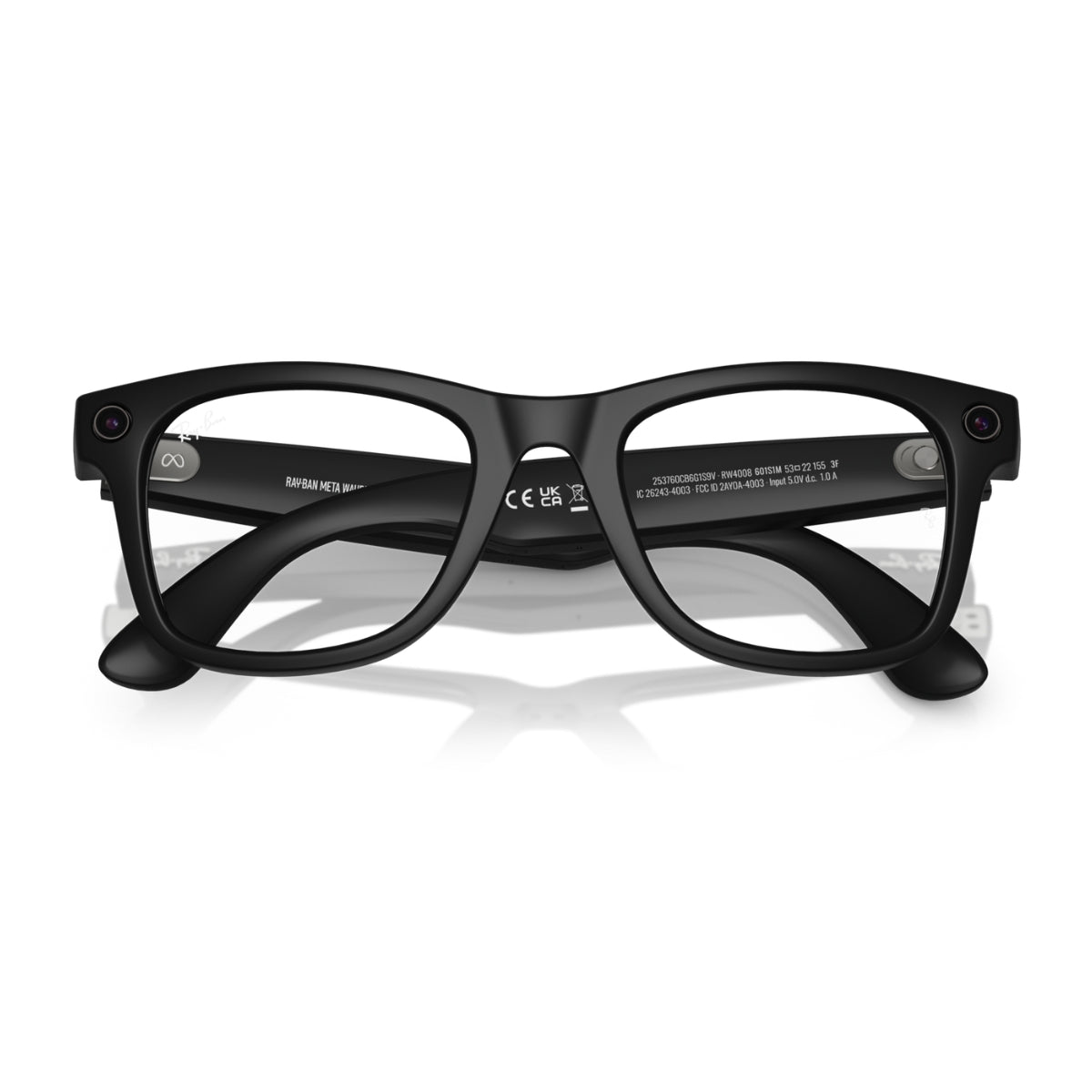 Ray-Ban RW4008 Wayfarer Sunglasses in Clear To Green Transition Lenses With Matte Black Frame, detail view
