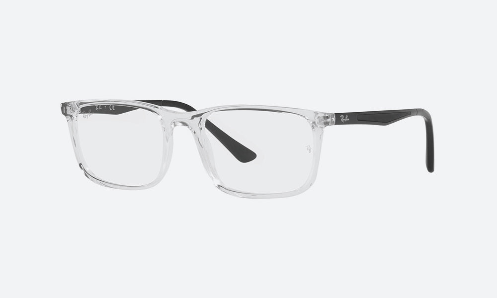 Ray-Ban RX7170I Rectangle Eyeglasses in White, angle view