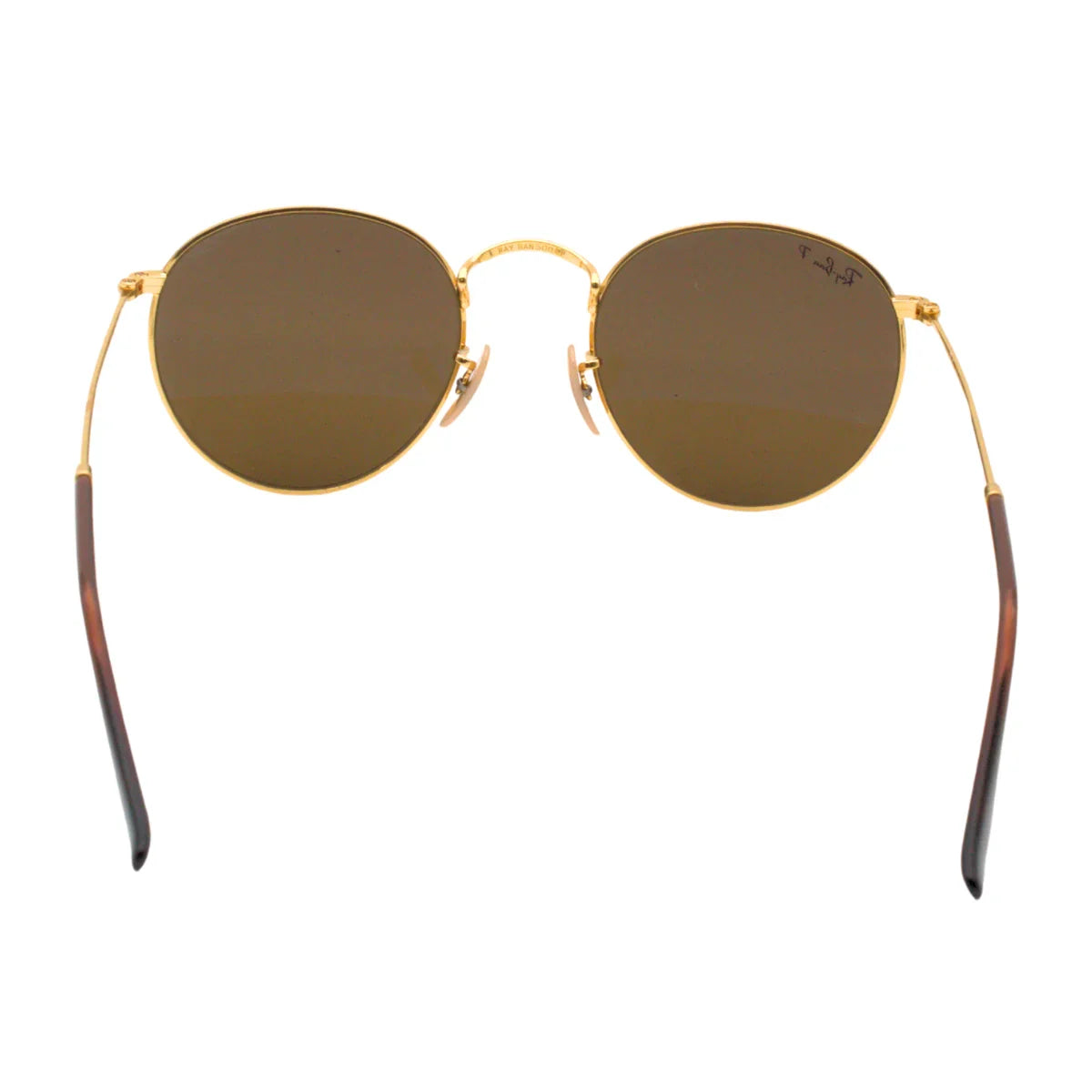 Ray-Ban RB3447I Round Sunglasses in Brown Gold, angle view