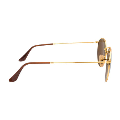 Ray-Ban RB3447I Round Sunglasses in Brown Gold, detail view