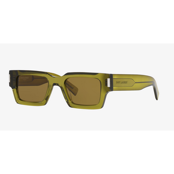 SOLID BROWN LENSES WITH GREEN FRAME