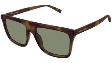 SOLID GREEN LENSES WITH SHINY MEDIUM HAVANA FRAME