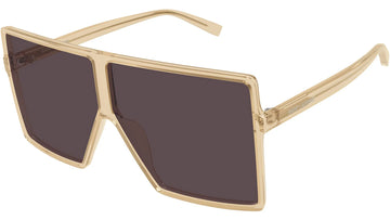 SOLID BROWNISH RED LENSES WITH SHINY TRANSPARENT YELLOW FRAME