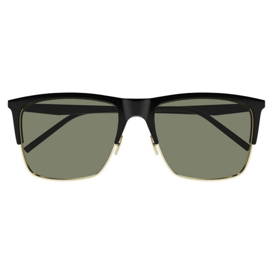 Saint Laurent SL768S Rectangle Sunglasses in Green Black/Gold, front view
