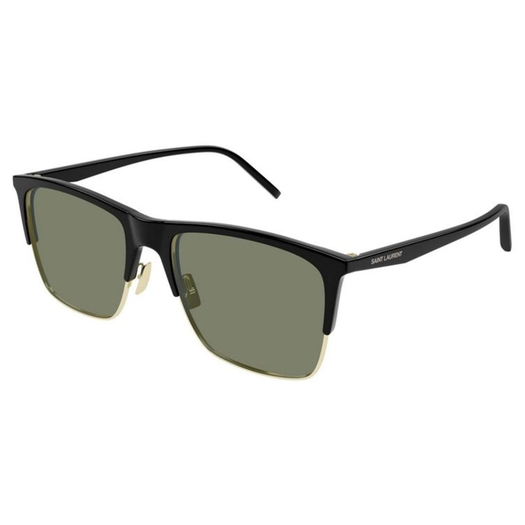 Saint Laurent SL768S Rectangle Sunglasses in Green Black/Gold, angle view