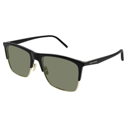 Saint Laurent SL768S Rectangle Sunglasses in Green Black/Gold, angle view