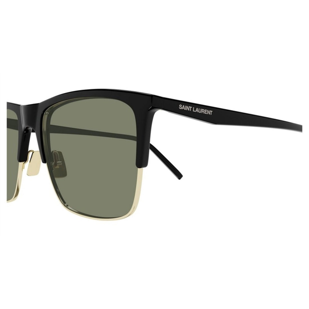 Saint Laurent SL768S Rectangle Sunglasses in Green Black/Gold, side view