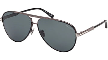 SOLID BLUE LENSES WITH SHINY BLACK GUNMETAL FRAME