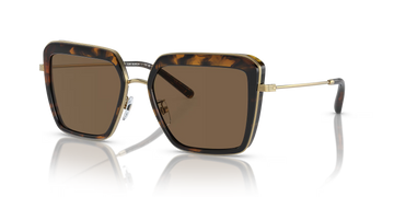 SOLID BROWN LENSES WITH TORTOISE ON GOLD FRAME