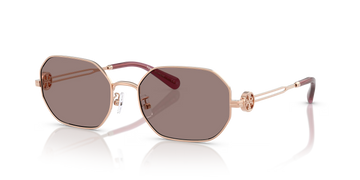 LIGHT BROWN PURPLE MIRROR LENSES WITH LIGHT ROSE GOLD FRAME