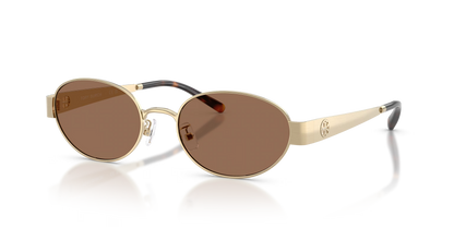 Tory Burch TY6116 Oval Sunglasses in Brown / Shiny Light Gold, back view