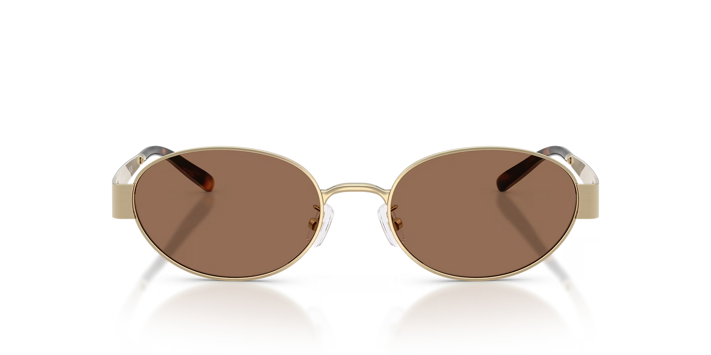 Tory Burch TY6116 Oval Sunglasses in Brown / Shiny Light Gold, front view