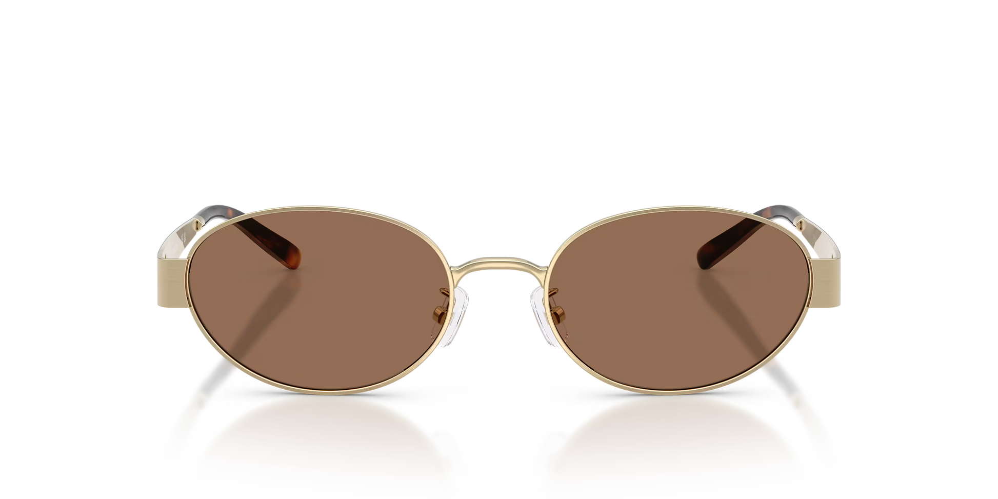 Tory Burch TY6116 Oval Sunglasses in Brown / Shiny Light Gold, front view
