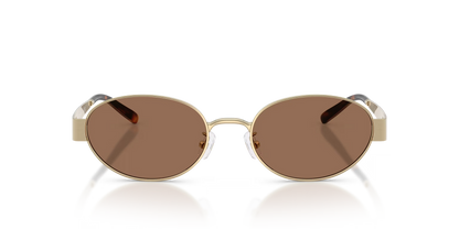 Tory Burch TY6116 Oval Sunglasses in Brown / Shiny Light Gold, front view