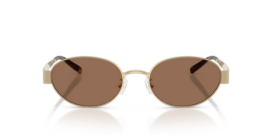 Tory Burch TY6116 Oval Sunglasses in Brown / Shiny Light Gold, front view