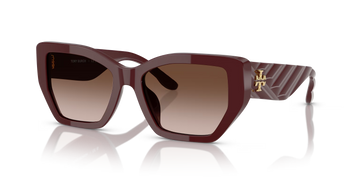 BROWN GRADIENT LENSES WITH BERRY RED FRAME
