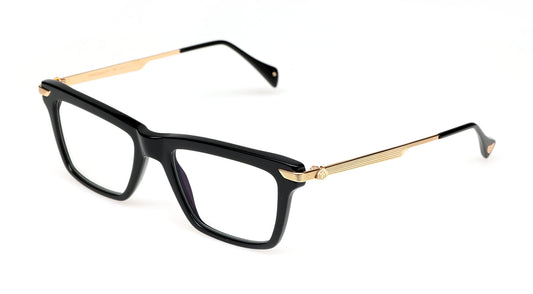 Maybach THE CURATOR III Rectangle Eyeglasses in Black / Mellow Gold Plated, angle view