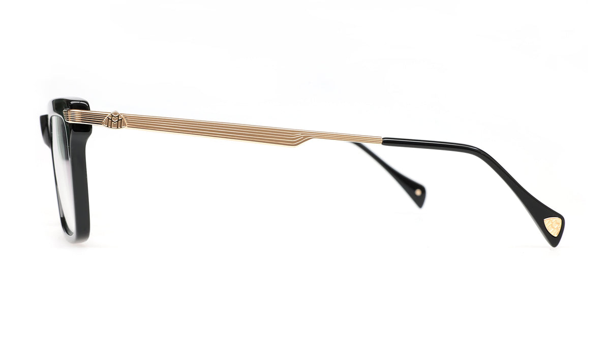 Maybach THE CURATOR III Rectangle Eyeglasses in Black / Mellow Gold Plated, side view