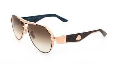 Maybach THE KING III Aviator Sunglasses in Umber Brown Gradient Rose Gold Black Lacquer, angle view