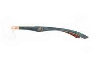 Maybach THE ARTIST III Rectangle Eyeglasses in Clear / Rose Gold Plated Indigo Dark Brown Bem Ebony, angle view