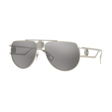 LIGHT GREY MIRROR SILVER LENSES WITH PALE GOLD FRAME
