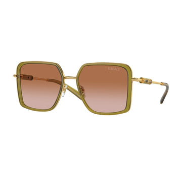 BROWN GRADIENT LENSES WITH GREEN TRANSPARENT FRAME