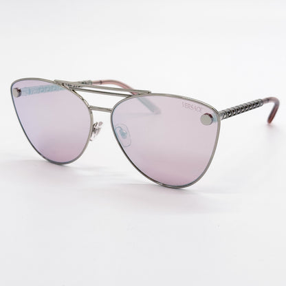 Versace VE2267/S Cat Eye Sunglasses in Pink Mirror White / Silver, front view