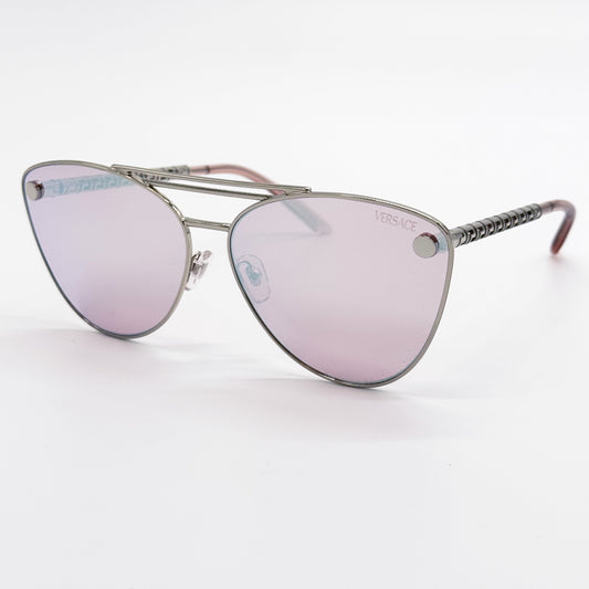 Versace VE2267/S Cat Eye Sunglasses in Pink Mirror White / Silver, front view