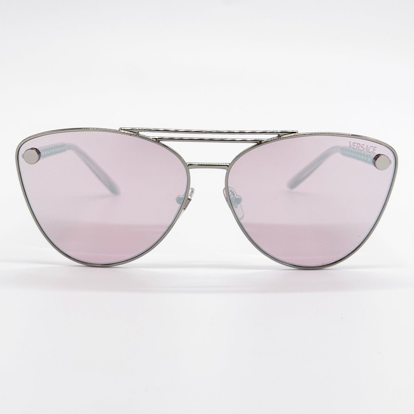 Versace VE2267/S Cat Eye Sunglasses in Pink Mirror White / Silver, side view