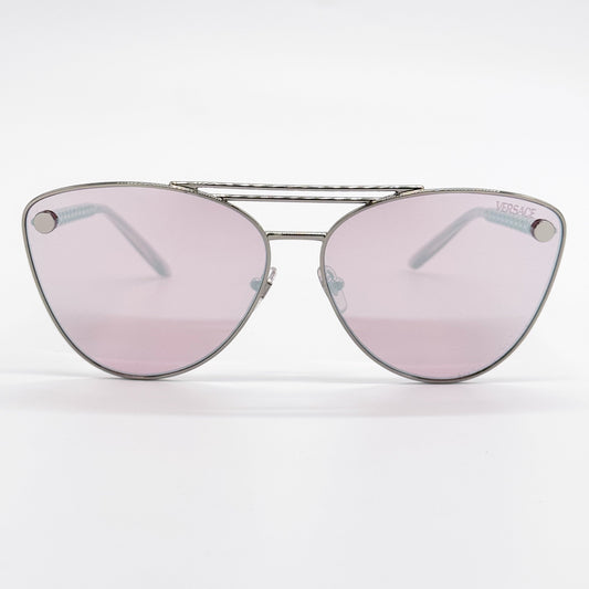 Versace VE2267/S Cat Eye Sunglasses in Pink Mirror White / Silver, side view