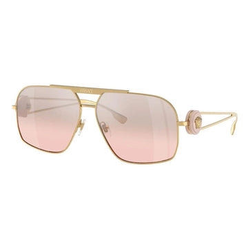 LIGHT PINK MIRROR GRADIENT SILVER LENSES WITH GOLD FRAME