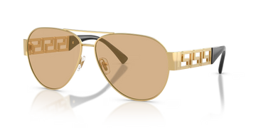 LIGHT BROWN SLIVER FLASH MIRROR LENSES WITH GOLD FRAME