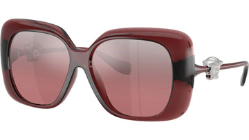 PINK MIRROR SLIVER GRADIENT LENSES WITH TRANSPARENT RED FRAME