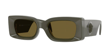 SOLID BROWN LENSES WITH DARK OLIVE FRAME
