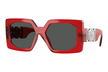 SOLID GRAY LENSES WITH RED TRANSPARENT FRAME