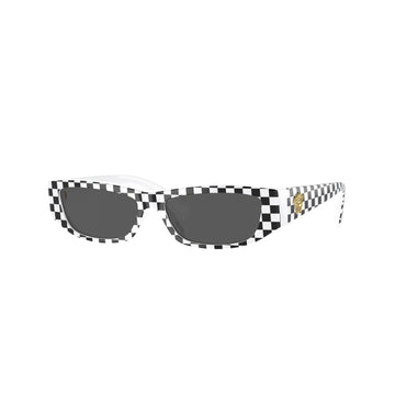 SOLID GRAY LENSES WITH WHITE BLACK CHESSK FRAME