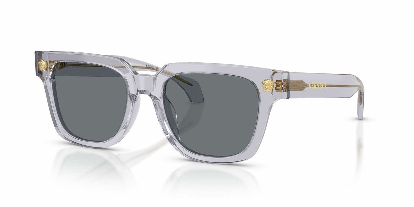Versace VE4510U/S Square Sunglasses in Dark Blue / Transparent Grey, angle view