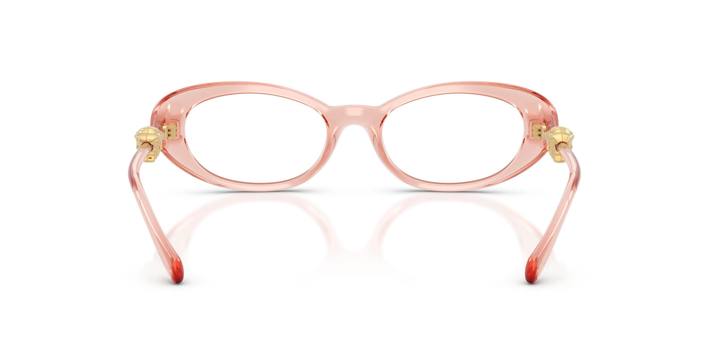 Versace VE3381U Oval Eyeglasses in Clear / Transparent Pink, angle view