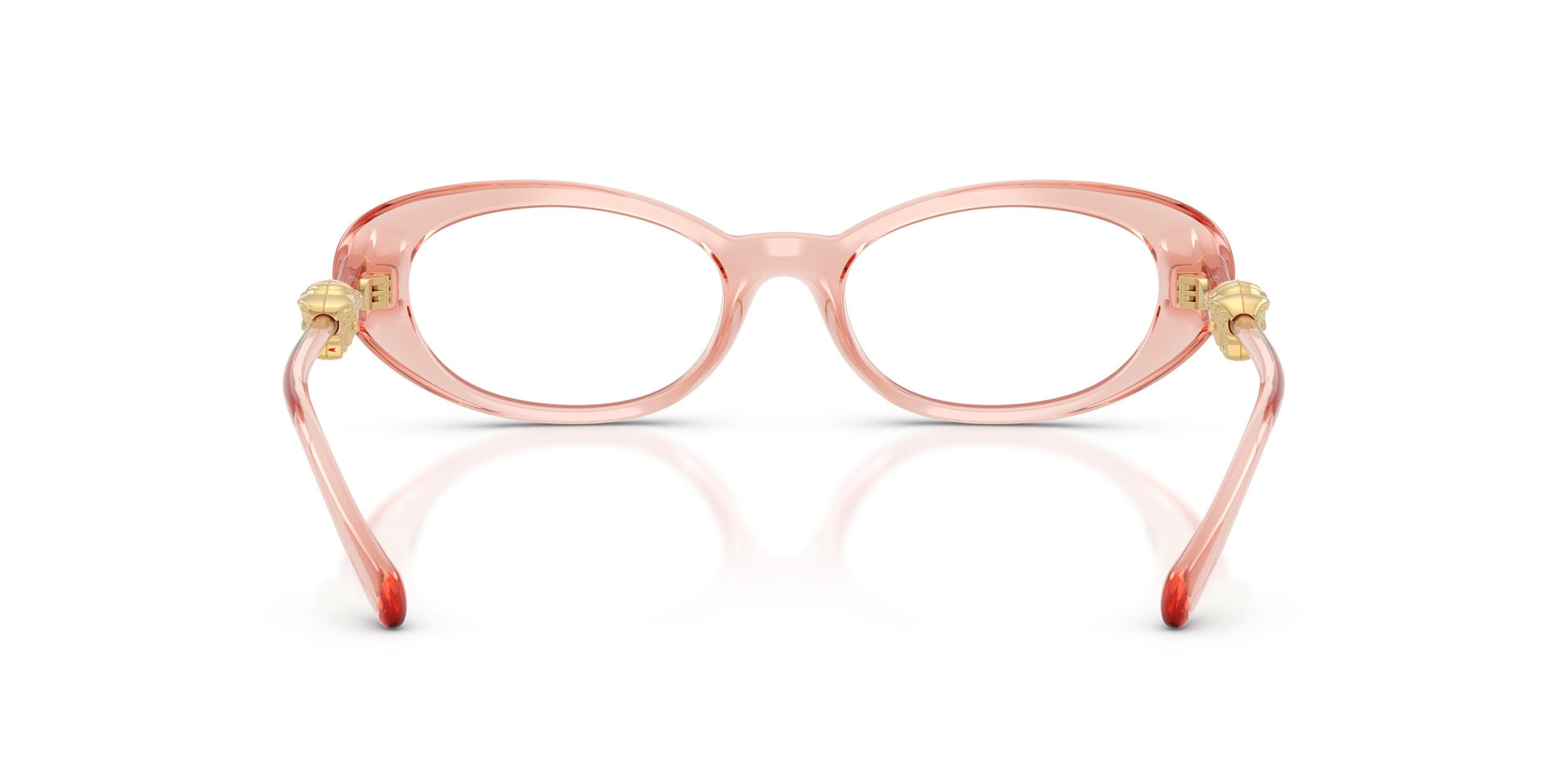Versace VE3381U Oval Eyeglasses in Clear / Transparent Pink, angle view