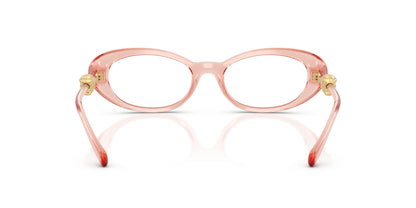 Versace VE3381U Oval Eyeglasses in Clear / Transparent Pink, angle view