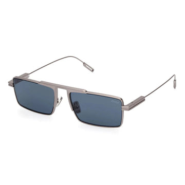 SOLID BLUE LENSES WITH MATTE SILVER FRAME