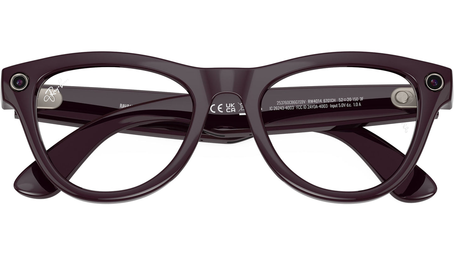 Ray-Ban RW4014 Cat Eye Sunglasses in Solid Purple Lenses With Black Frame, detail view