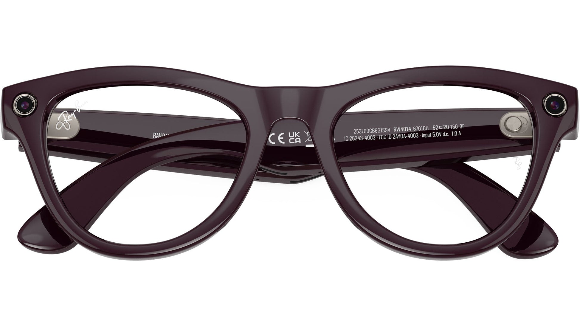 Ray-Ban RW4014 Cat Eye Sunglasses in Solid Purple Lenses With Black Frame, detail view