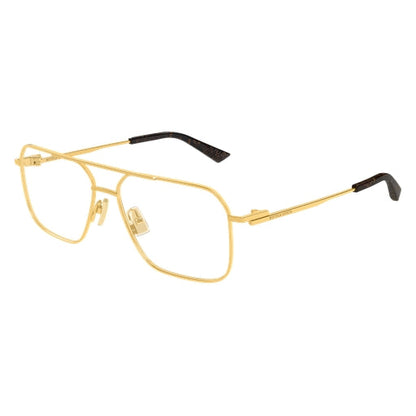 Bottega Veneta BV1384O Aviator Eyeglasses in Clear Lenses With Gold Frame, angle view