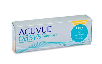 Acuvue Oasys 1-Day for Astigmatism Contact Lenses box, front view