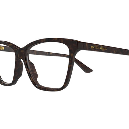 Bottega Veneta BV1421O Cat Eye Eyeglasses in Clear Lenses With Havana Frame, angle view